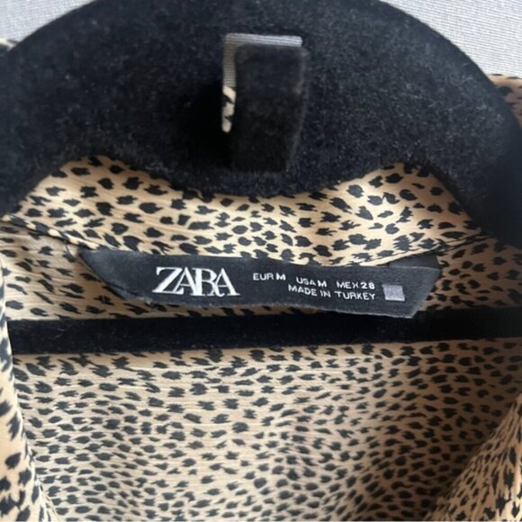Zara Leopard Print Button Down Tunic Blouse Sz M - Picture 8 of 11